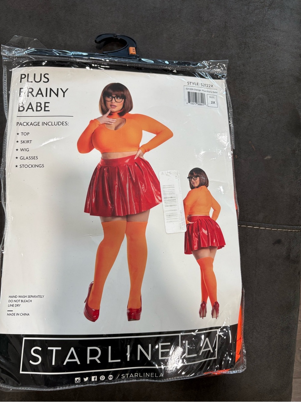 Velma Costume - Orange Top & Stockings with Red Skirt (Plus)
